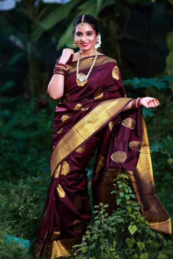 MF 1860 MARRON SOFT LICHI SILK CLOTH SAREE