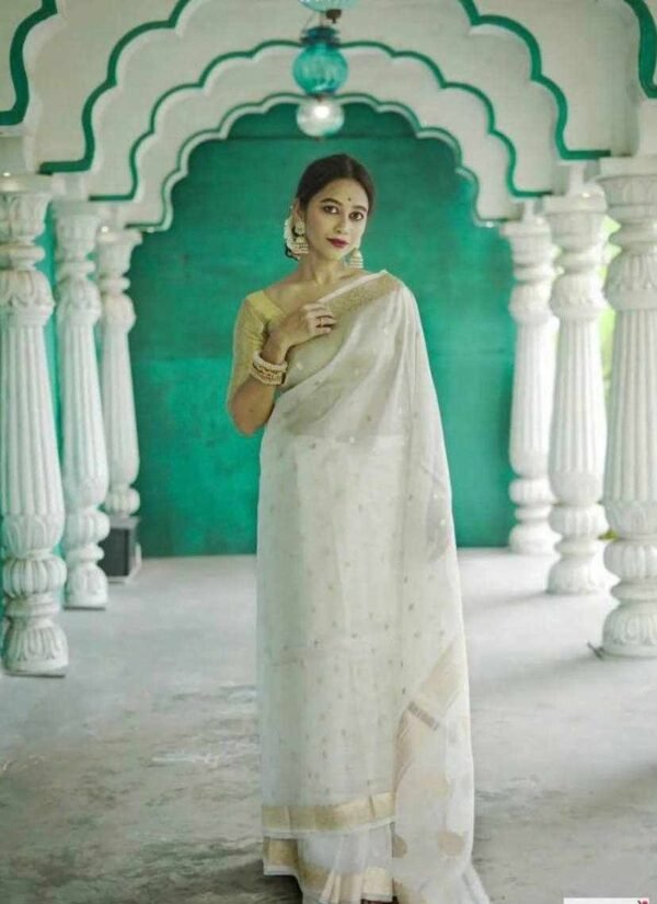 KP 6040 WHITE SOFT LILAN SAREE