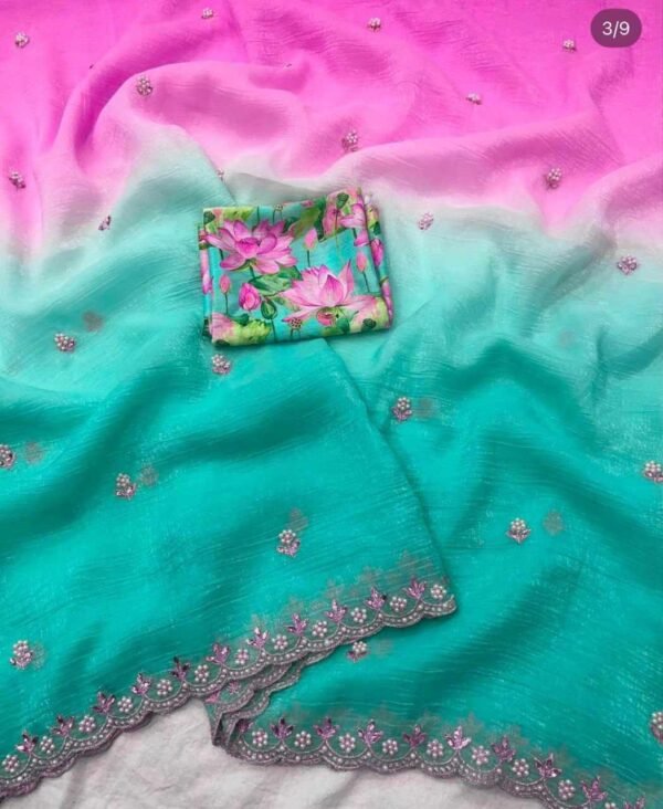 RC Candy Crush Silk With Beautiful Embroidery Saree