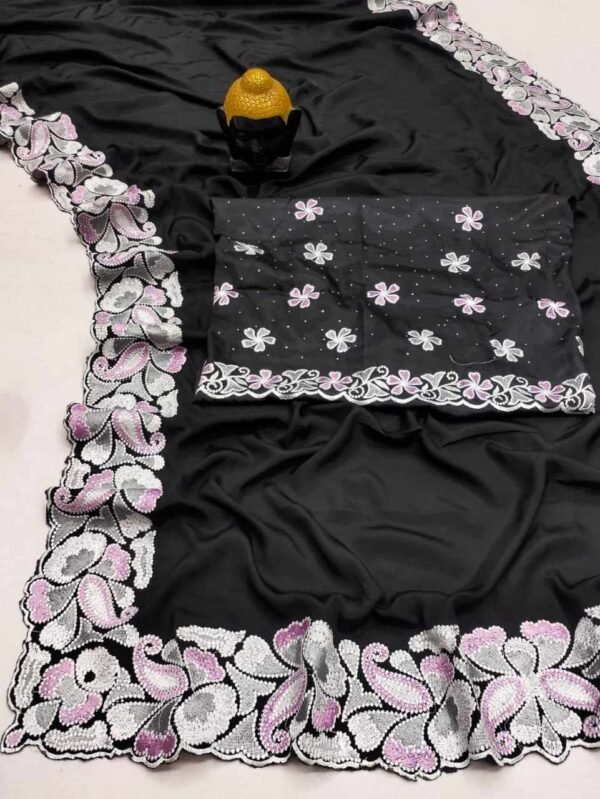RC Black Pure D Natural Soft Satin saree