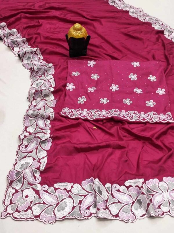 RC Red Pure D Natural Soft Satin saree