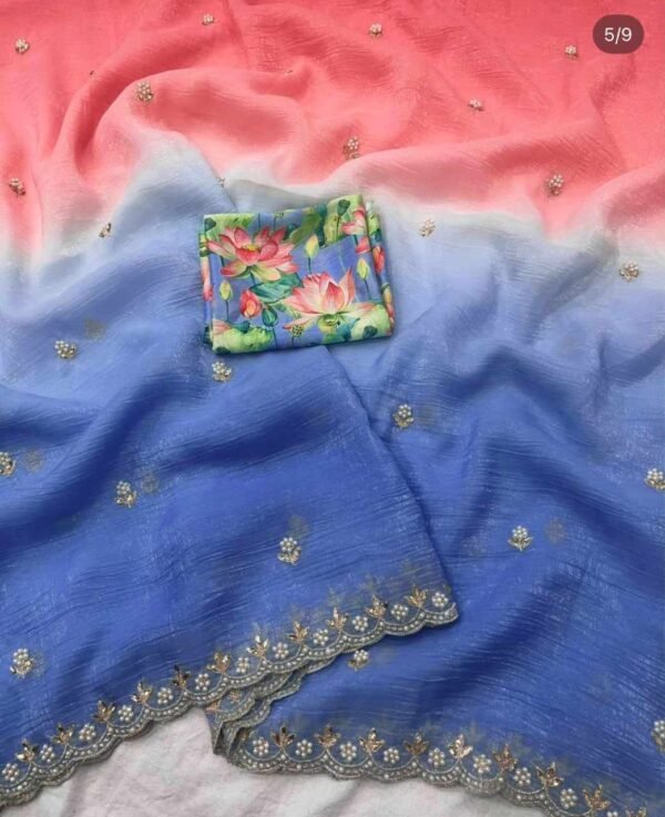RC Candy Crush Silk With Beautiful Embroidery Saree 0