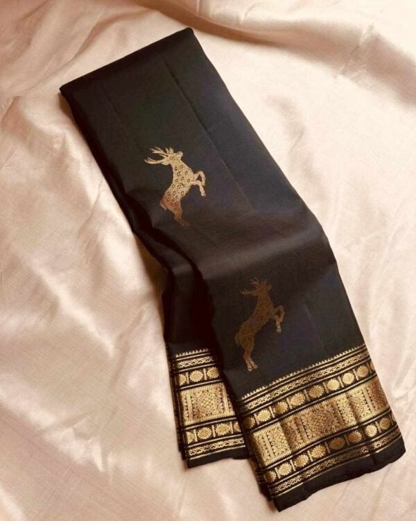 KPR 239 BLACK SOFT LICHI SILK SAREE