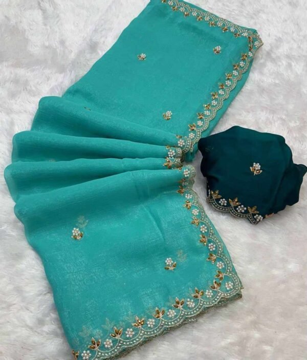 RC Blue Candy Crush Silk Saree