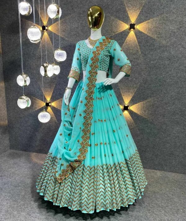 MF 412 Blue Heavy Georgette Lehenga