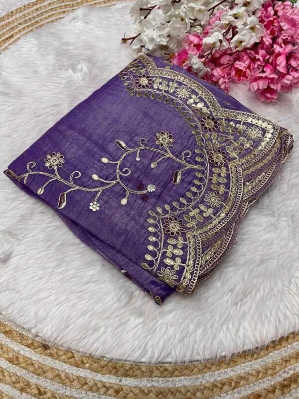 RC Gota Foil Wine Beautiful Designer Saree