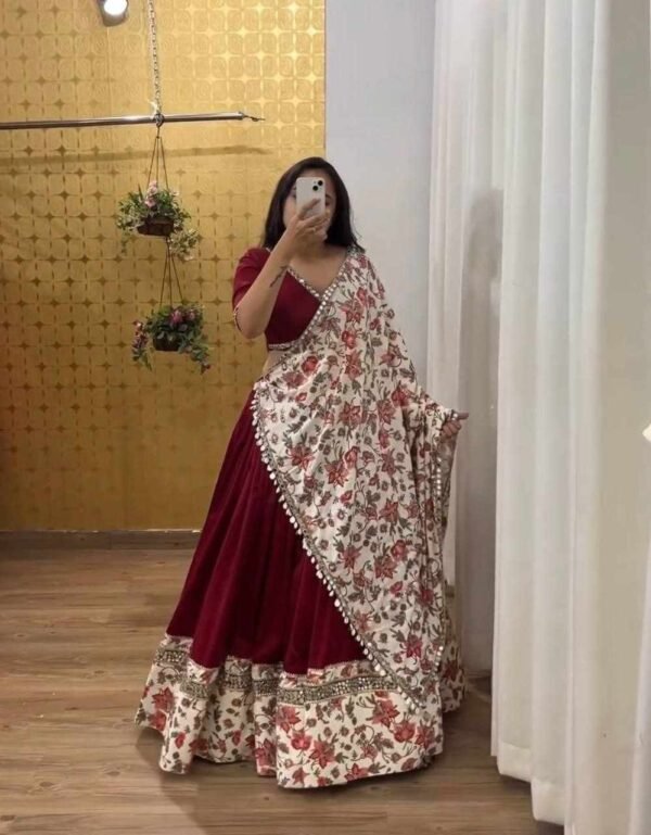 MF 435 Red Sequence Work Lehenga