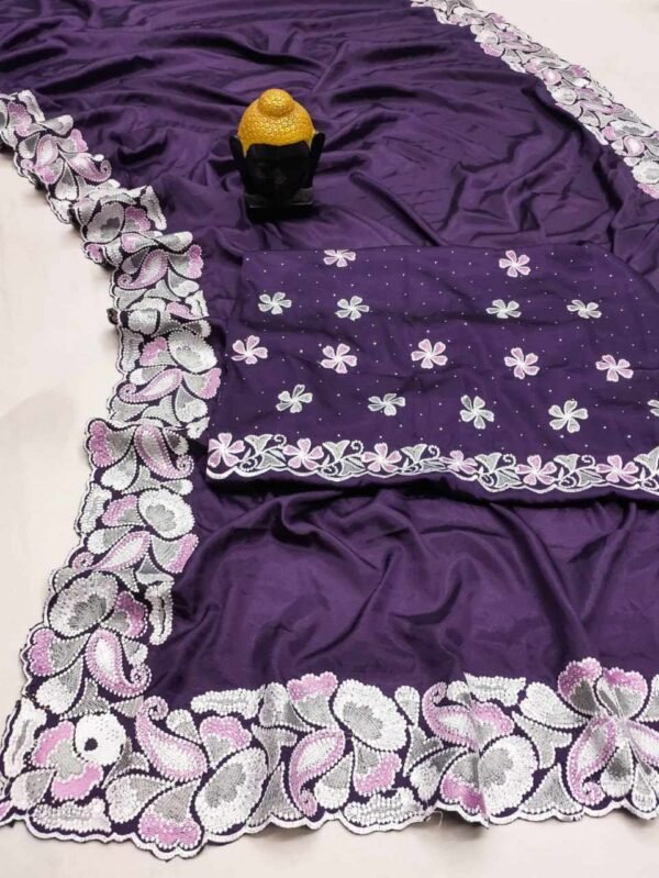 RC Wine Pure D Natural Soft Satin saree