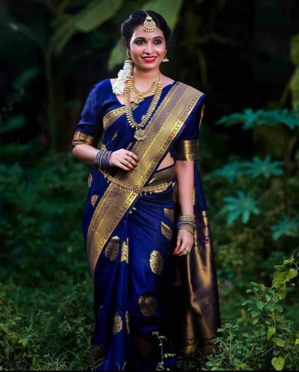 MF 1860 BLUE SOFT LICHI SILK CLOTH SAREE